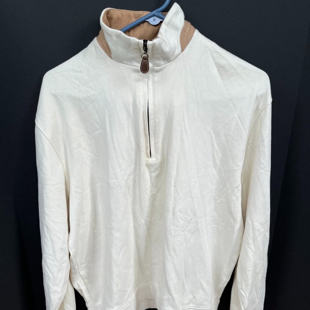 Alan Flusser Golf Tan Quarter Zip Sweater